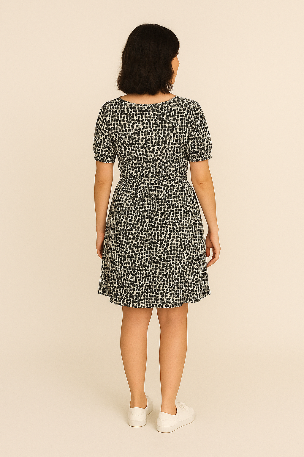 Linen Blend Animal Print Dress