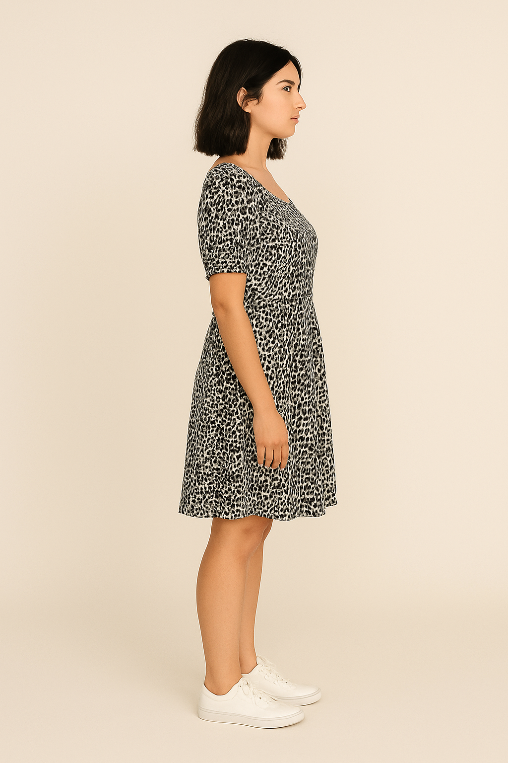 Linen Blend Animal Print Dress
