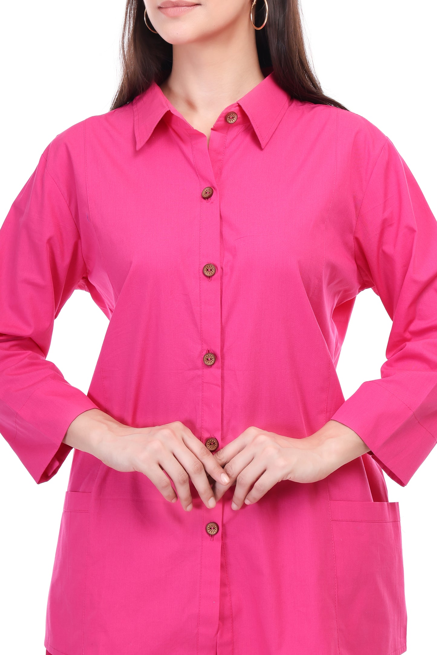 Huegenz Women's Pink Two-Piece Co-Ord Set in Cotton