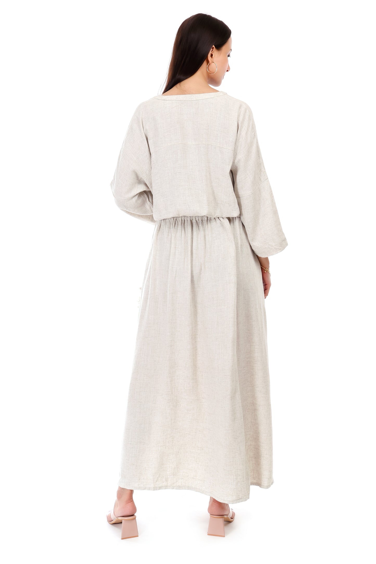 Huegenz Women's Beige Two-Piece Co-Ord Set in Viscose linen