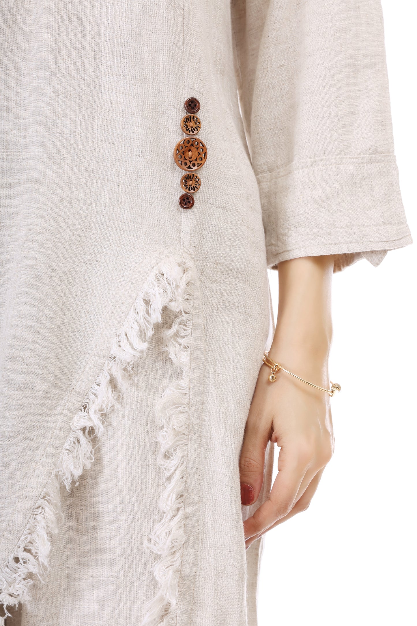 Huegenz Women's Beige Two-Piece Co-Ord Set in Viscose Linen