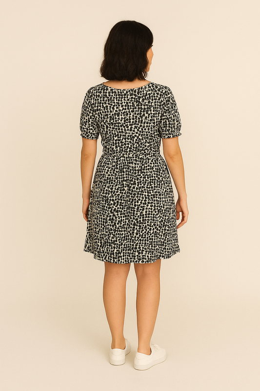 Linen Blend Animal Print Dress