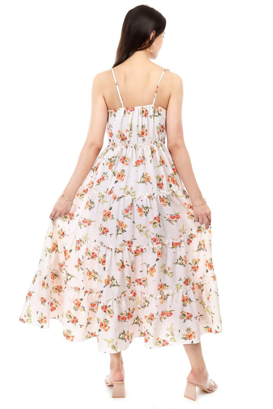 Floral Tiered Maxi Dress with Shoulder Tie Straps